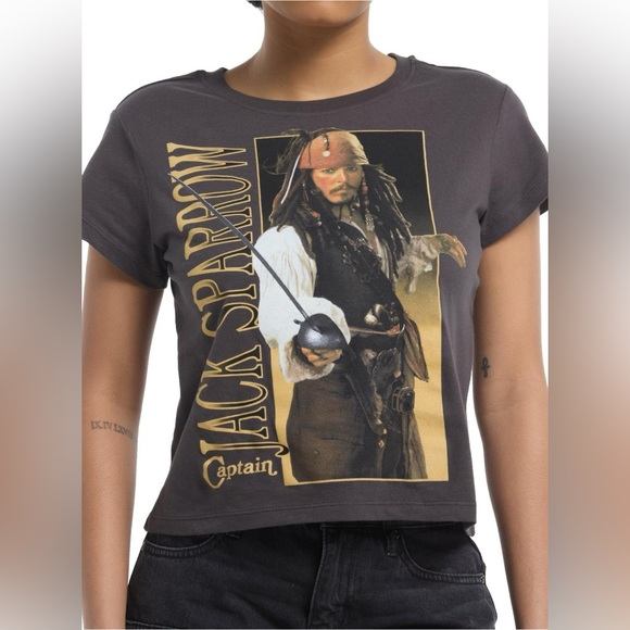 Disney Tops - Disney / Pirates Of The Caribbean Jack Sparrow Photo Girls Skimmer T-Shirt